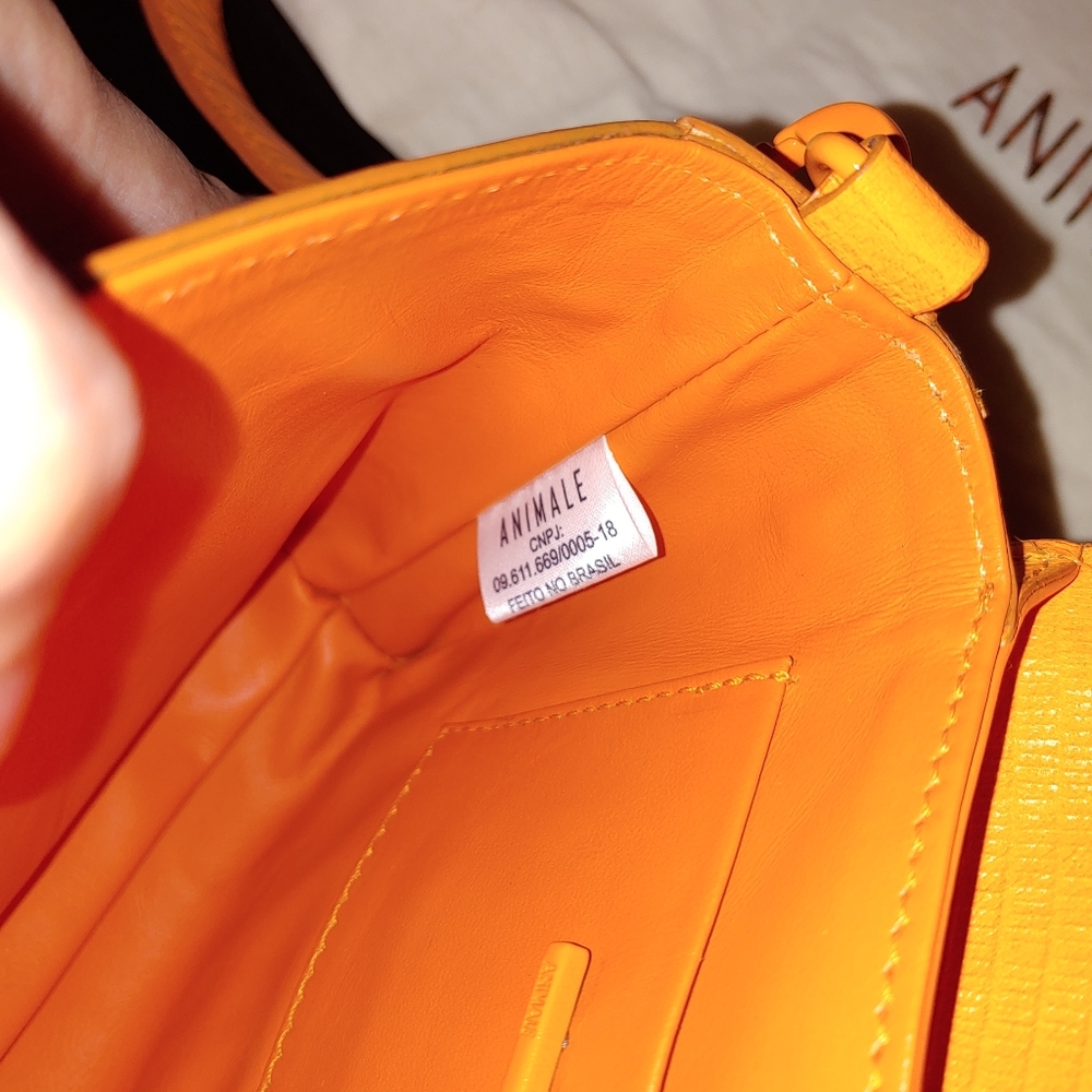 Animale Brazil Lizard Leather Mini Satchel Crossbody Shoulder Bag Bright Orange - Picture 15 of 16